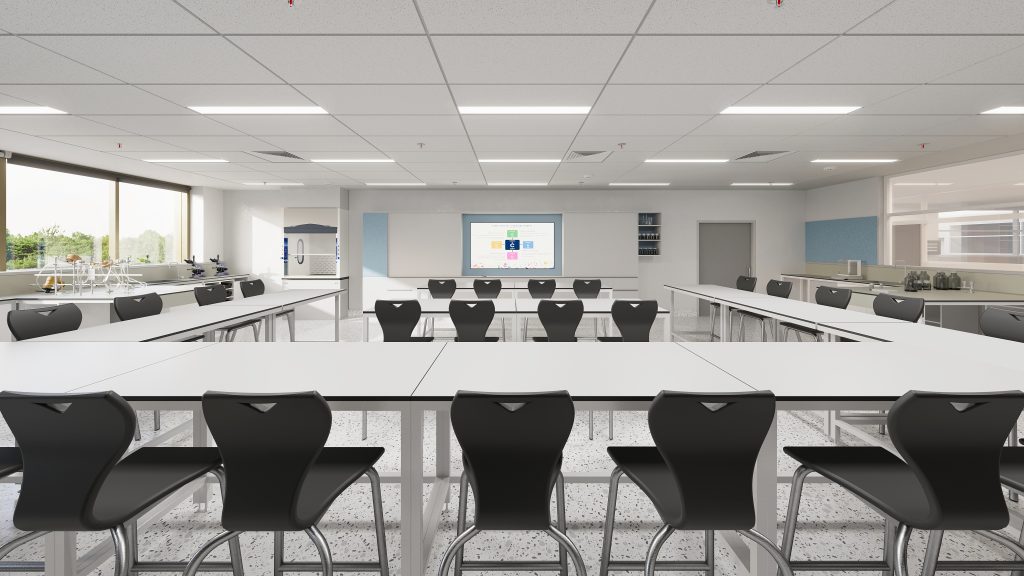 Artist impression of the SETI Centre's internal fit-out of a classroom.