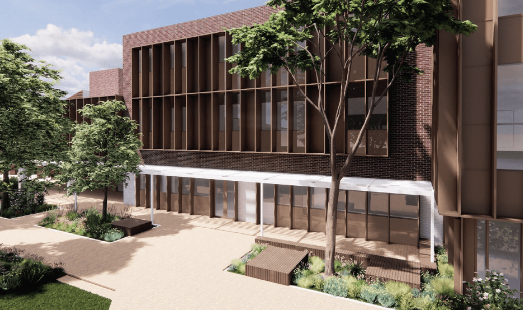 Artist impression of the SETI Centre's external faced from a different viewpoint.