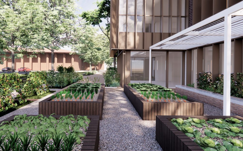 Artist impression of the SETI Centre's sustainable garden.